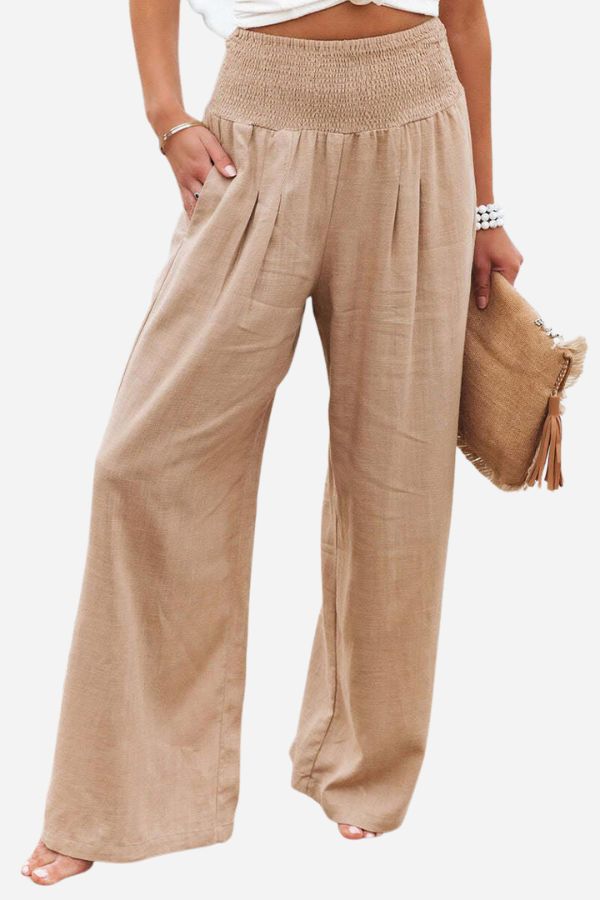 Isadora – High-Waist Baumwoll-Leinen Palazzo-Hose für Damen
