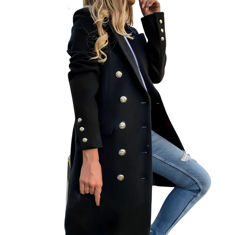 Imogen Wollmantel – Damen-Wintermantel mit Daunenkragen und langen Ärmeln