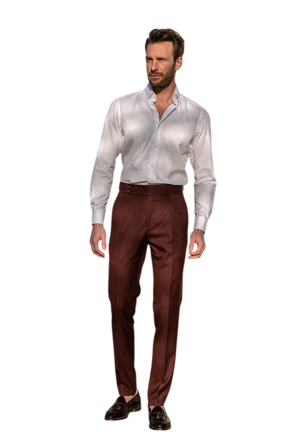 London – Herren Slim-Fit Leinenhose mit Verstellbaren Seitentabs