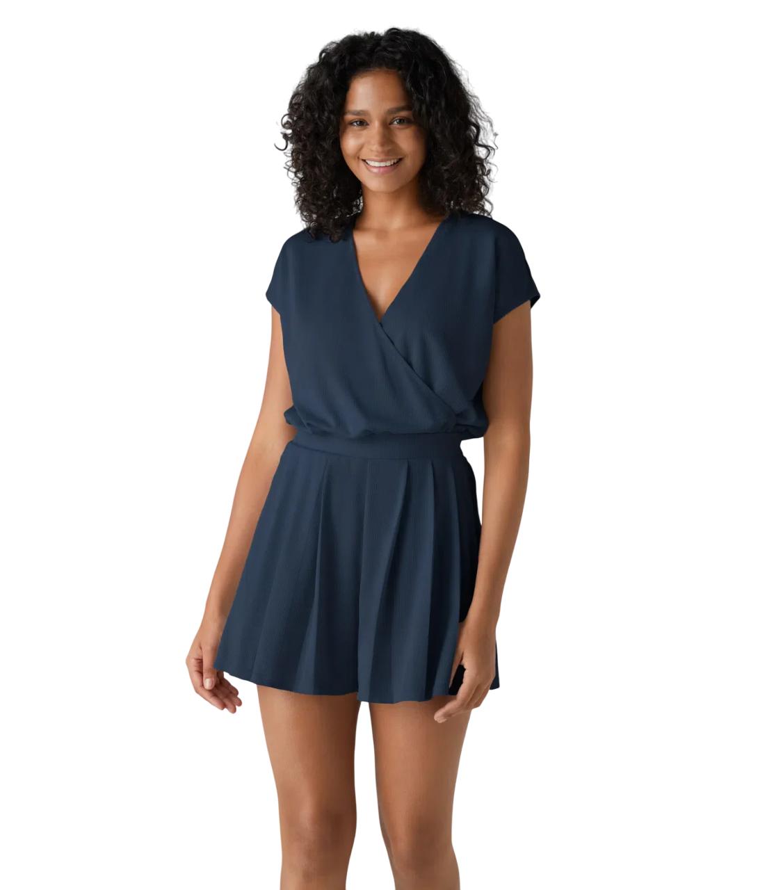 Helarie | Damen Kurzarm Casual V-Ausschnitt Jumpsuit