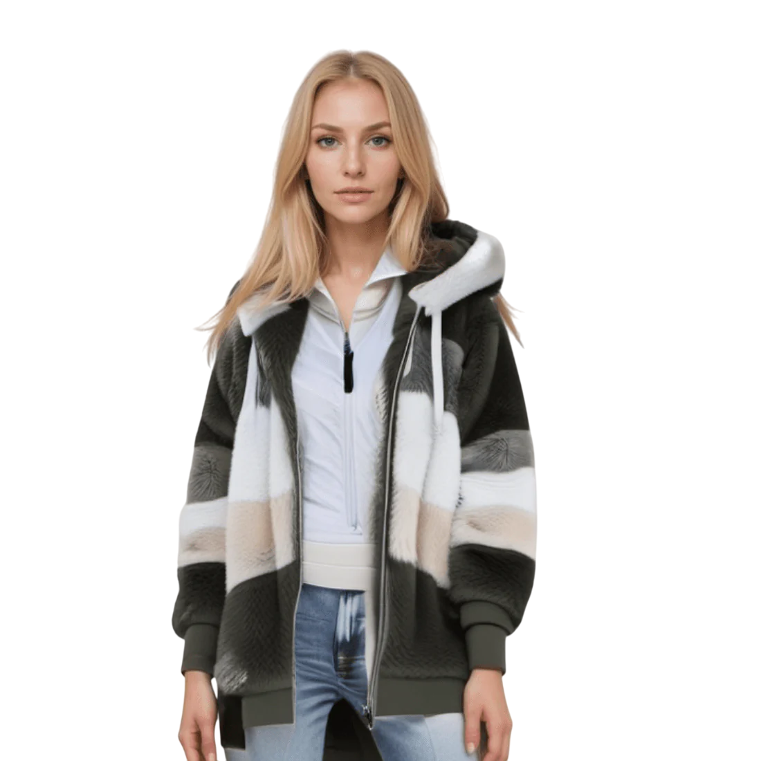 CozyFleece Damen Plüsch-Kunstpelzjacke