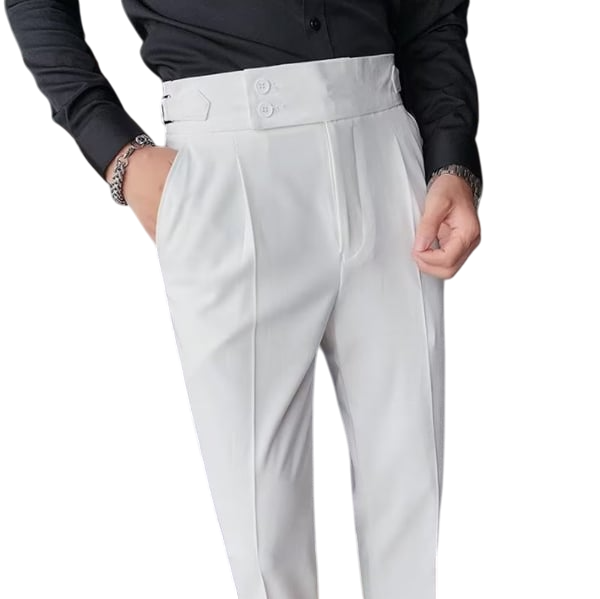 London – Herren Slim-Fit Leinenhose mit Verstellbaren Seitentabs