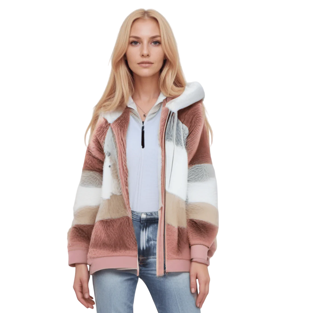 CozyFleece Damen Plüsch-Kunstpelzjacke