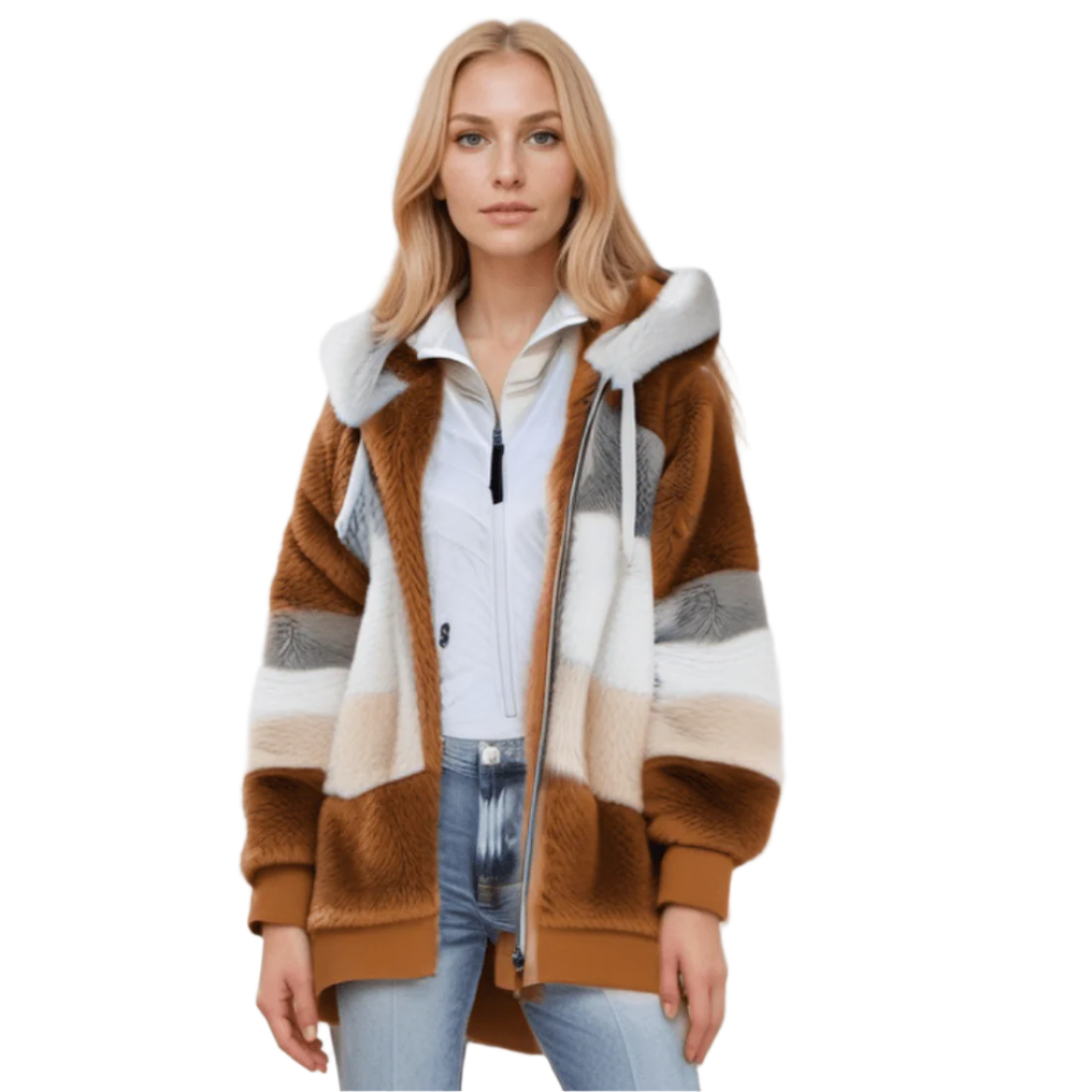 CozyFleece Damen Plüsch-Kunstpelzjacke