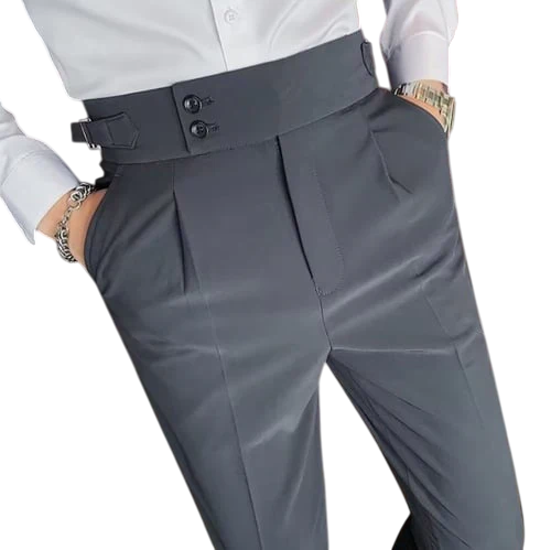 London – Herren Slim-Fit Leinenhose mit Verstellbaren Seitentabs