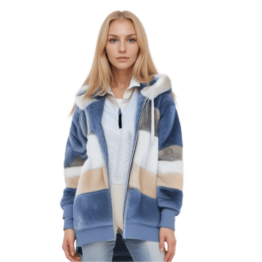 CozyFleece Damen Plüsch-Kunstpelzjacke