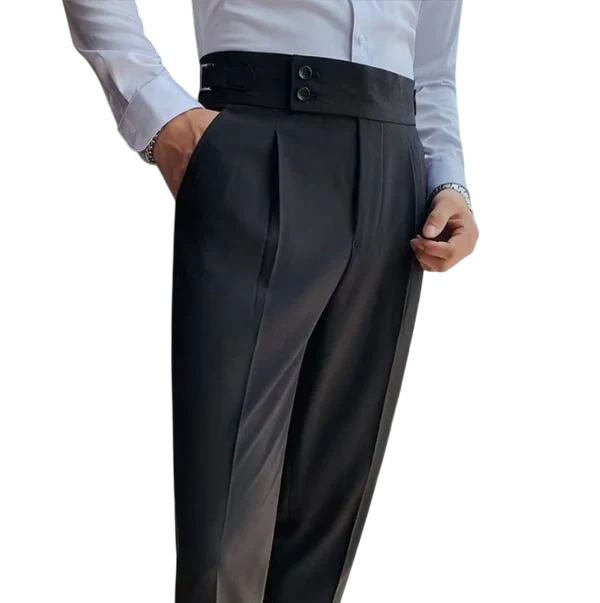 London – Herren Slim-Fit Leinenhose mit Verstellbaren Seitentabs