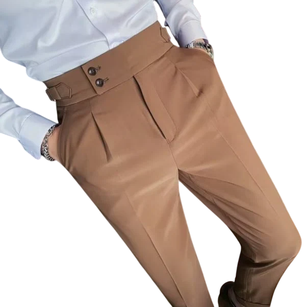 London – Herren Slim-Fit Leinenhose mit Verstellbaren Seitentabs