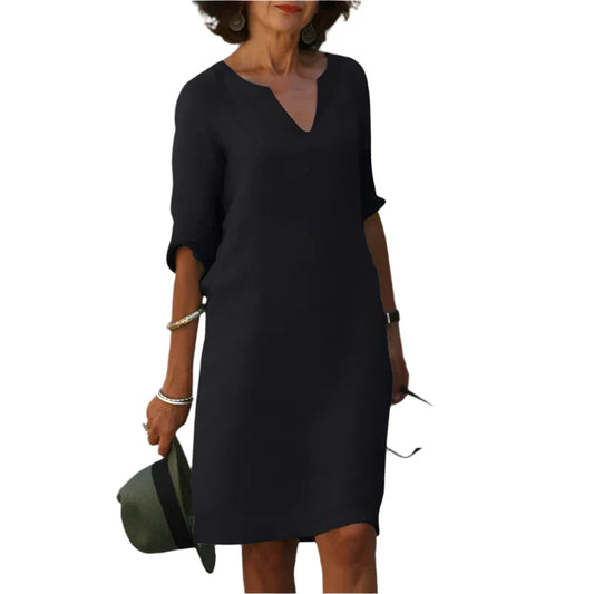 Quinzel – Bequemes Kleid mit V-Ausschnitt