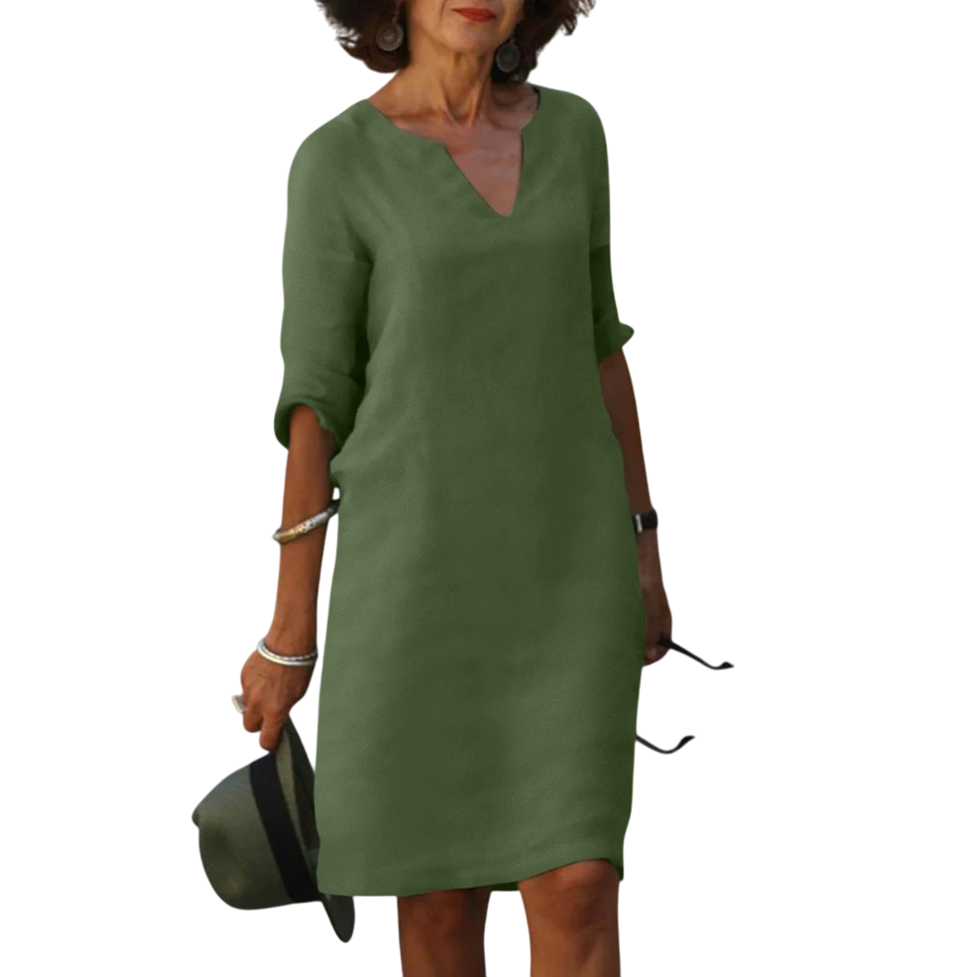 Quinzel – Bequemes Kleid mit V-Ausschnitt
