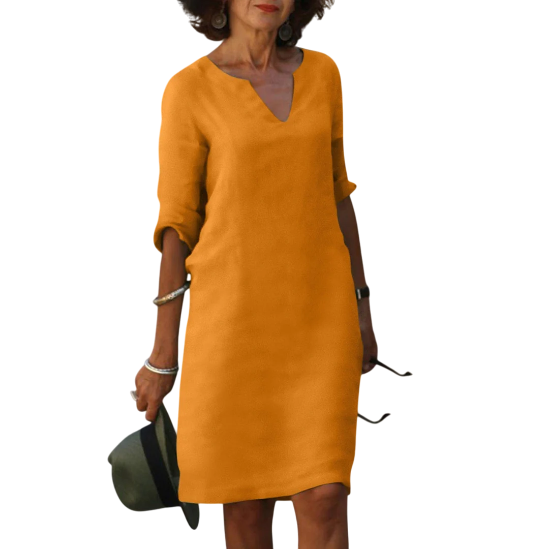 Quinzel – Bequemes Kleid mit V-Ausschnitt