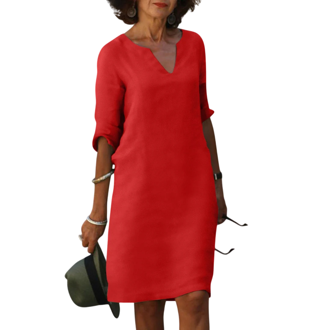 Quinzel – Bequemes Kleid mit V-Ausschnitt