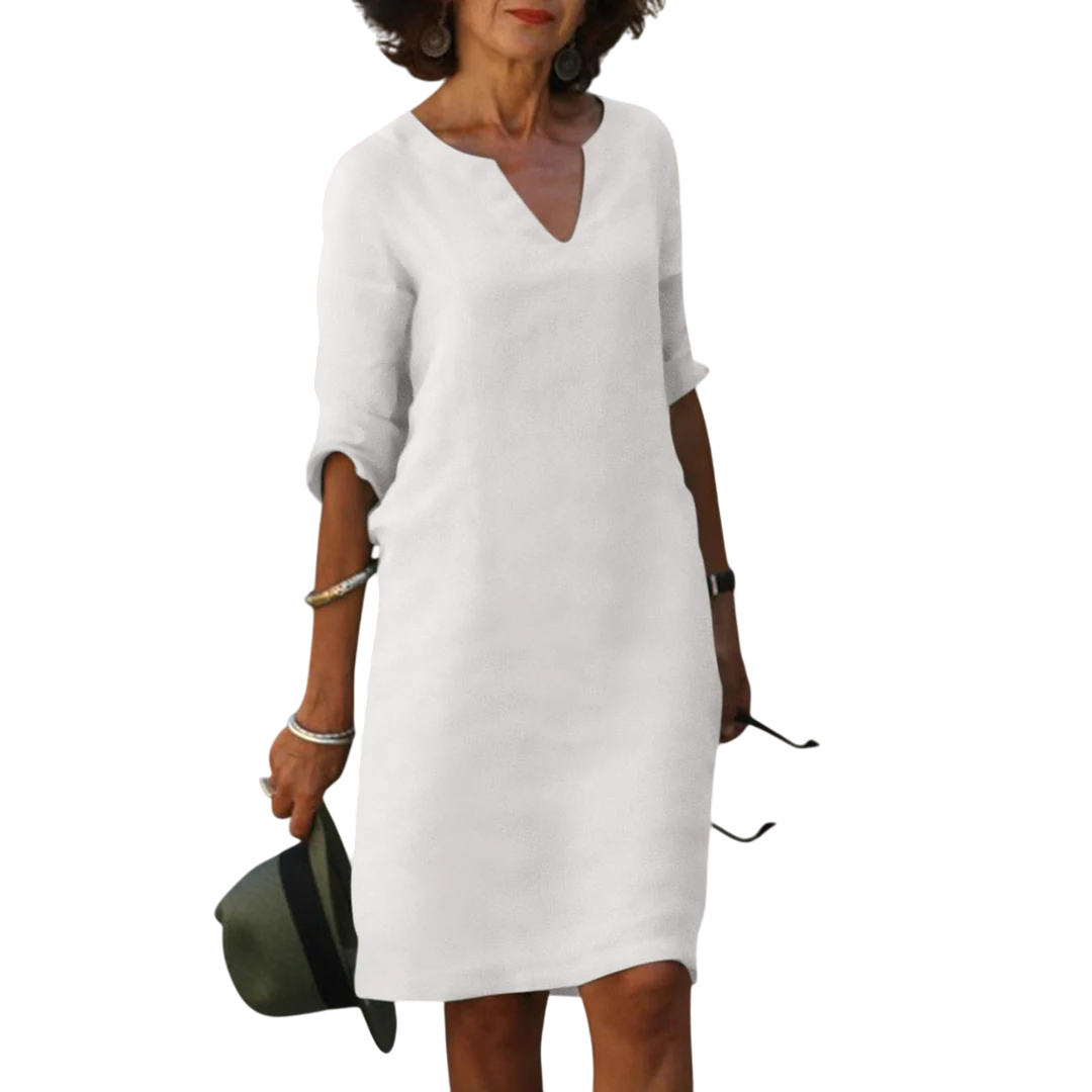 Quinzel – Bequemes Kleid mit V-Ausschnitt