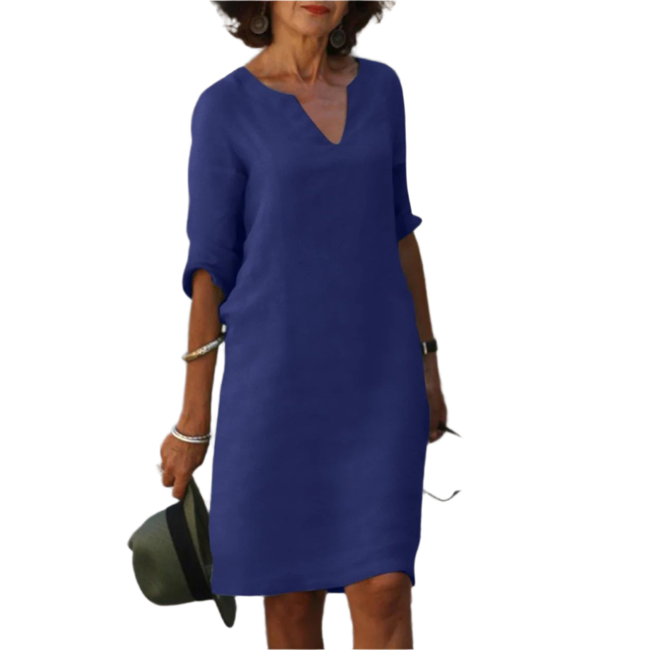 Quinzel – Bequemes Kleid mit V-Ausschnitt