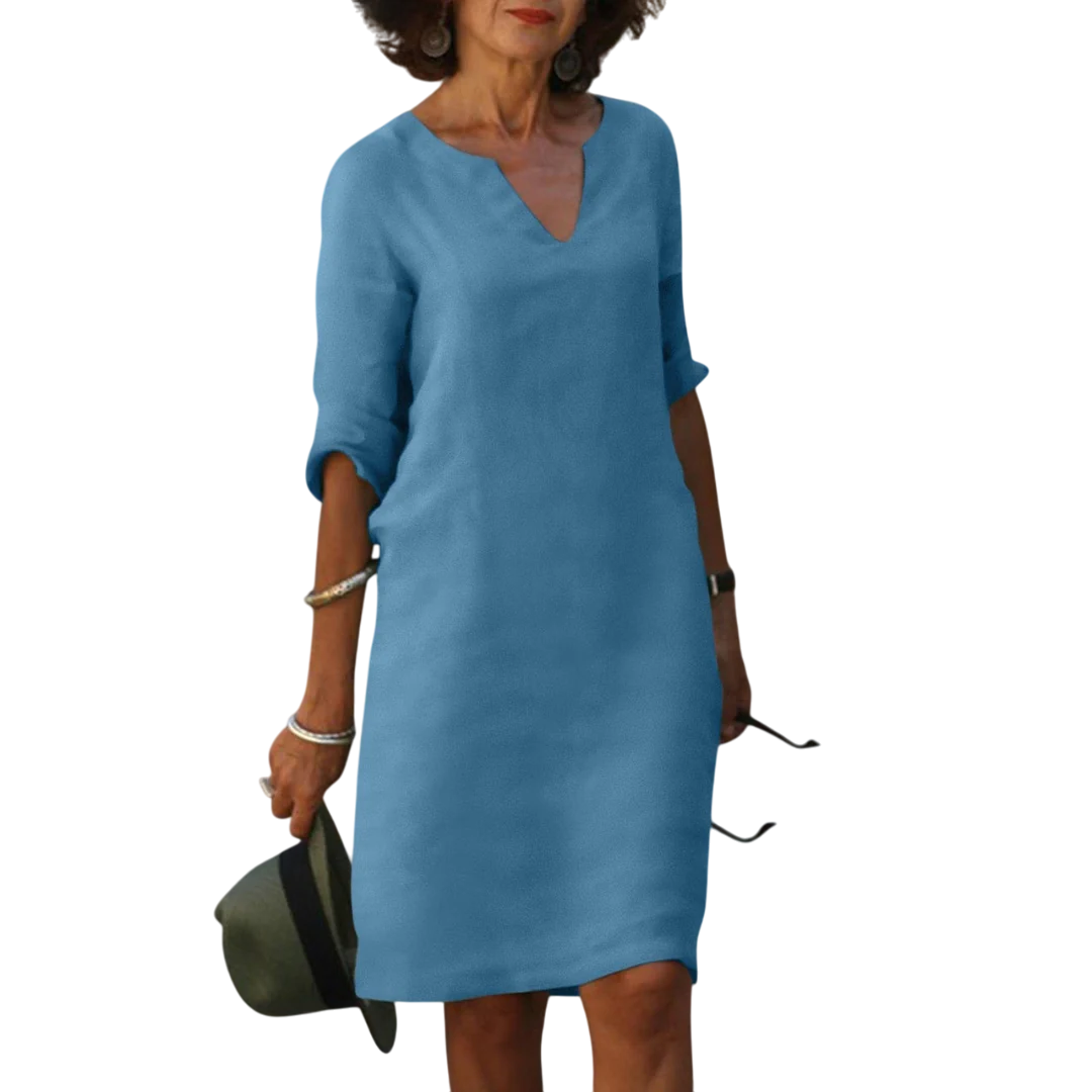 Quinzel – Bequemes Kleid mit V-Ausschnitt