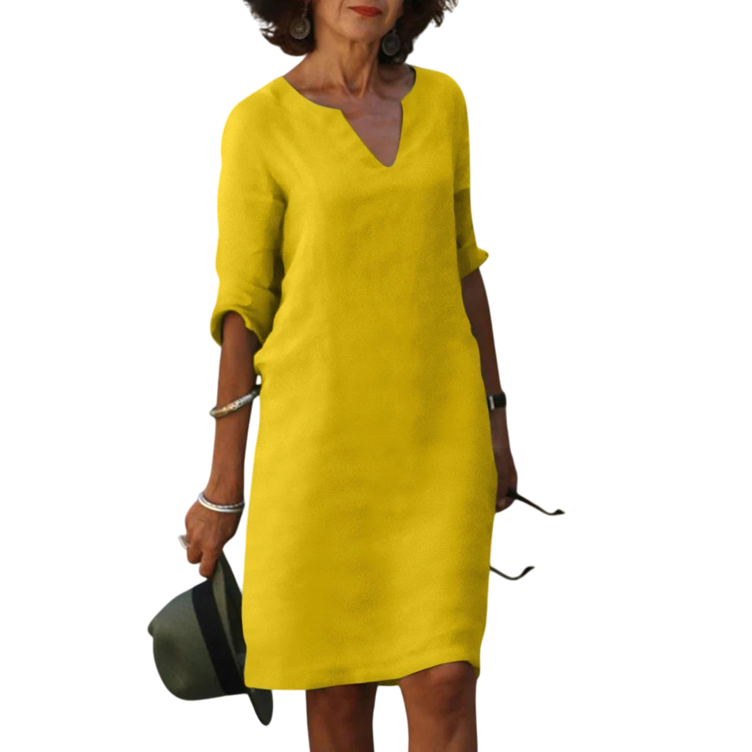 Quinzel – Bequemes Kleid mit V-Ausschnitt