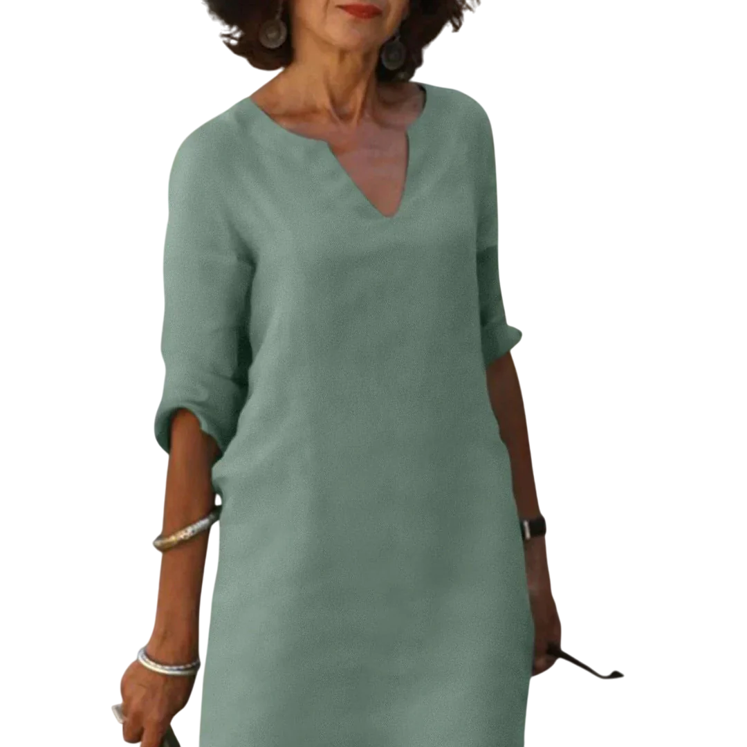 Quinzel – Bequemes Kleid mit V-Ausschnitt